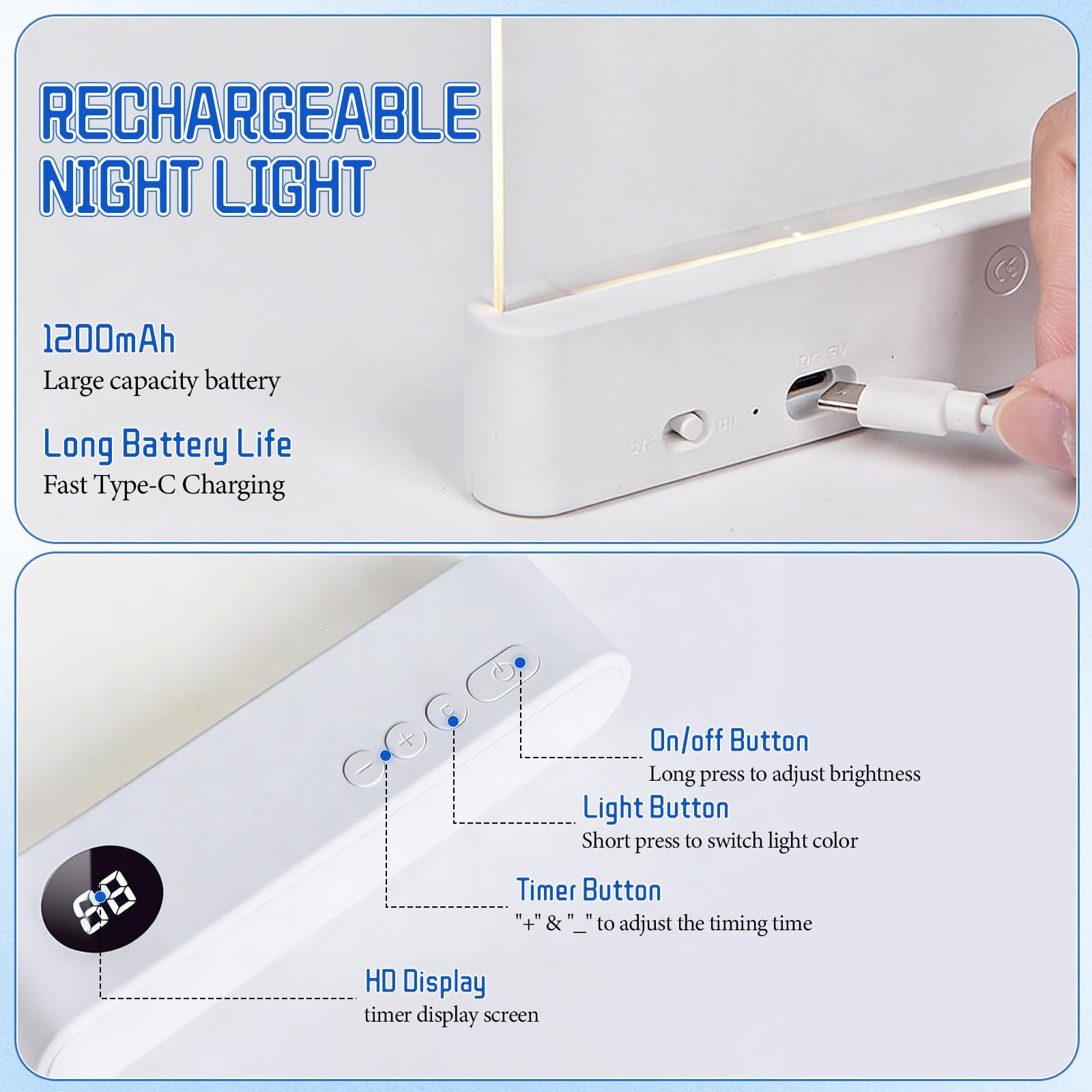 LED Reading Light dimmer control showing seamless brightness.
