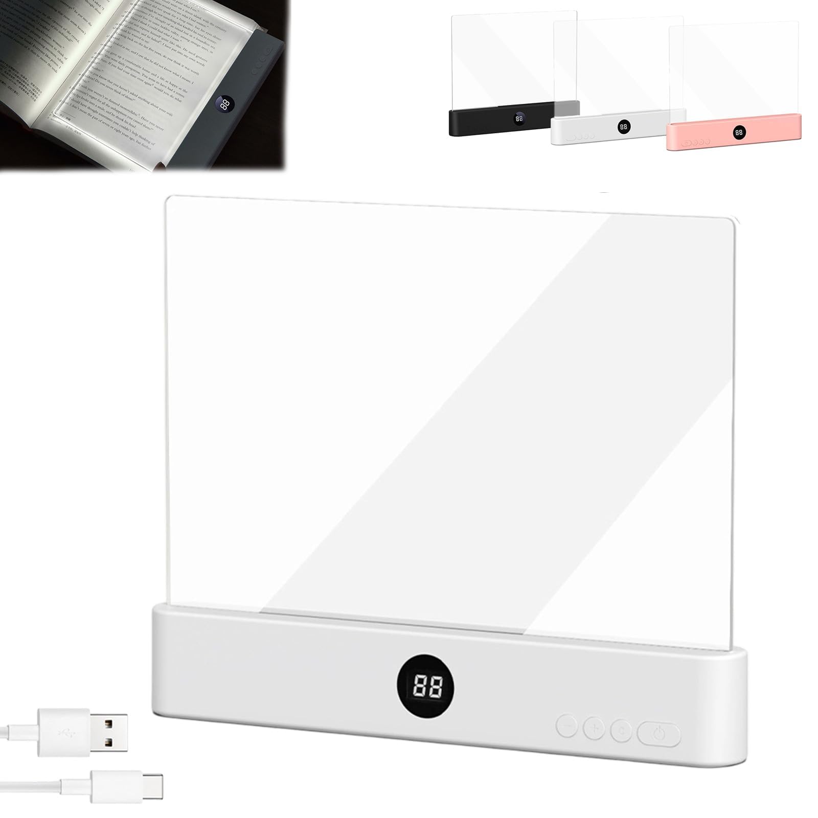 LED Reading Light panel front view for even page illumination.