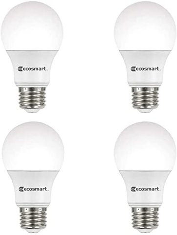 LED TECHNOLOGY EcoSmart 60W A19 bulb in a bedside lamp, dimmable for adjustable ambiance