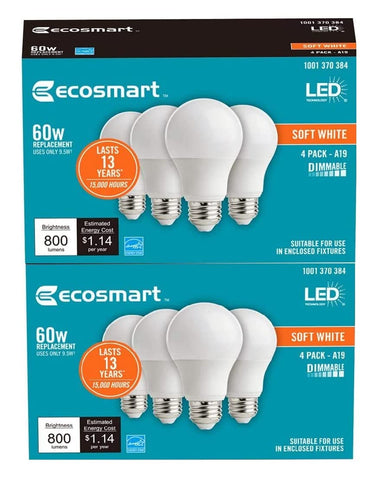Overhead kitchen fixture with EcoSmart 60W A19, long life and energy savings