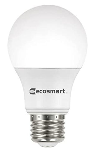 Close-up of dimmer switch with EcoSmart 60W A19, compatible for smooth brightness control