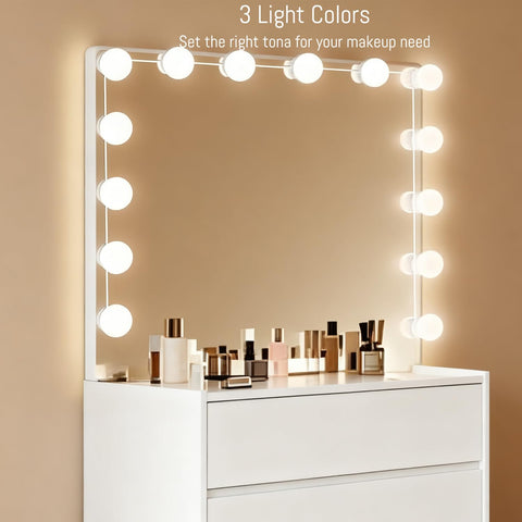 LED Vanity Lights offer three color temps for versatile makeup looks.