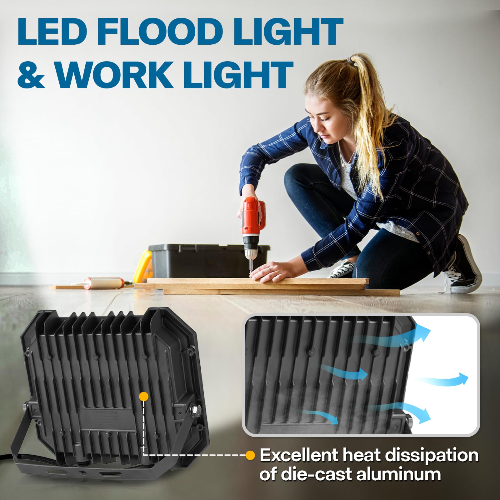 Leddictive 6000K daylight white outdoor lighting for clear visibility.