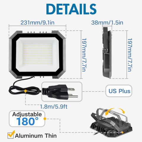 Leddictive flood light with adjustable bracket for quick outdoor installation.