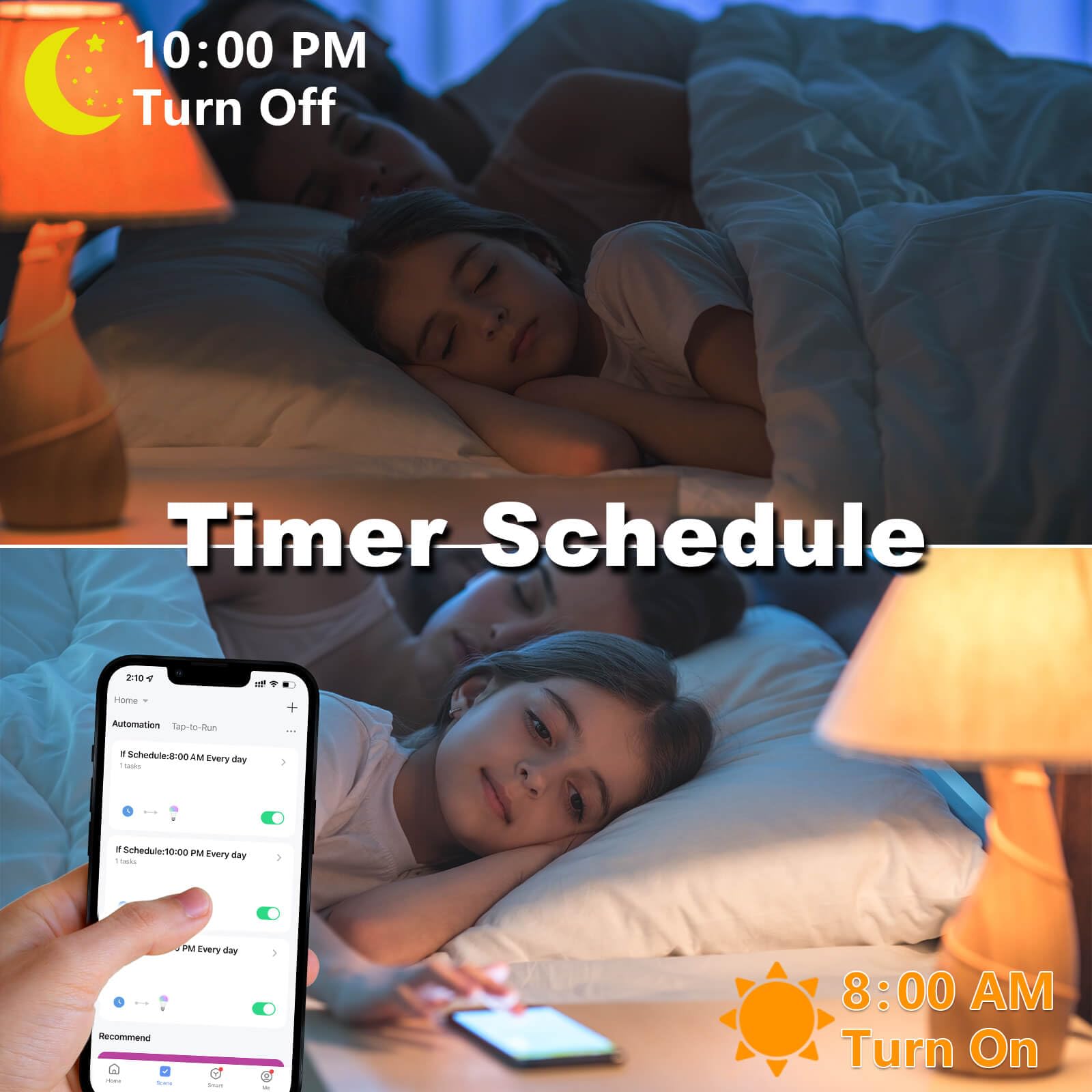LEDEPLY A15 timer-schedule bulb to automate lighting routines.