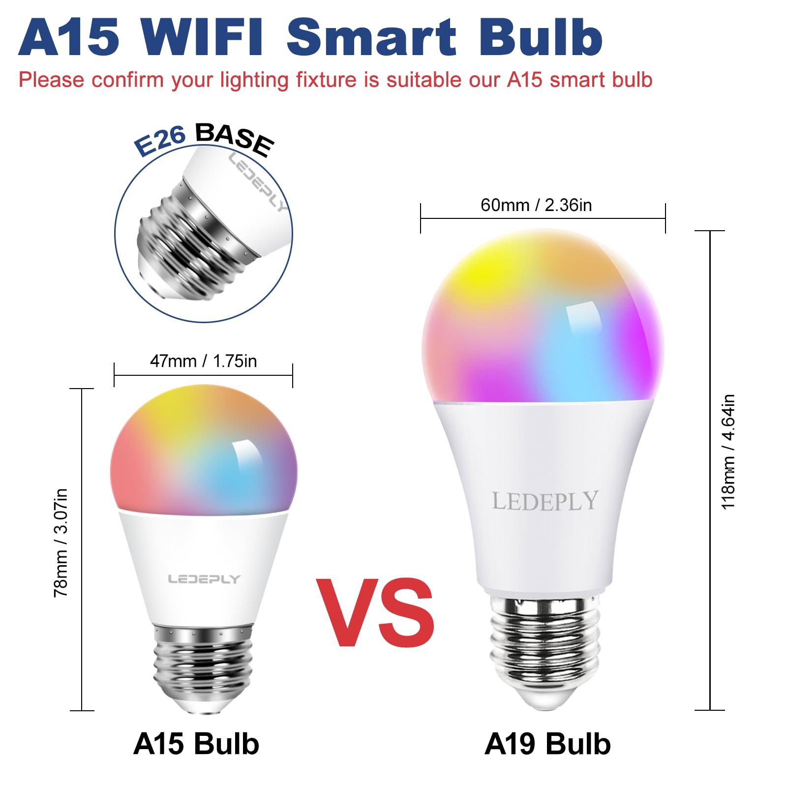 LEDEPLY A15 WiFi smart bulb controlled via app from anywhere.