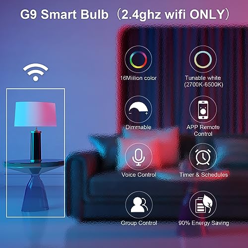 LEDEPLY WiFi G9 bulb color palette showcases 16 million mood colors.