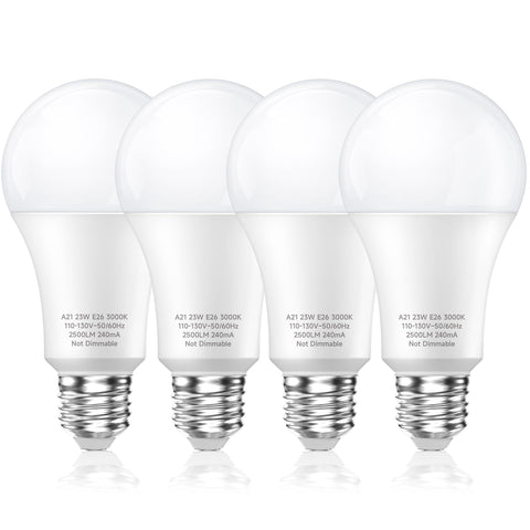 LEDERA 150W LED bulb pack in retail display highlights energy savings.