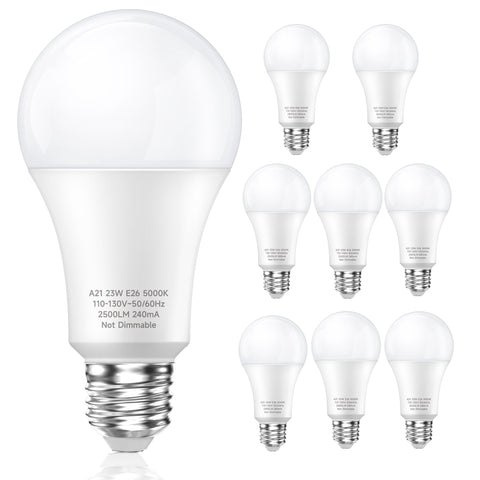LEDERA A21 daylight bulb with 270° beam for wide-room brightness.