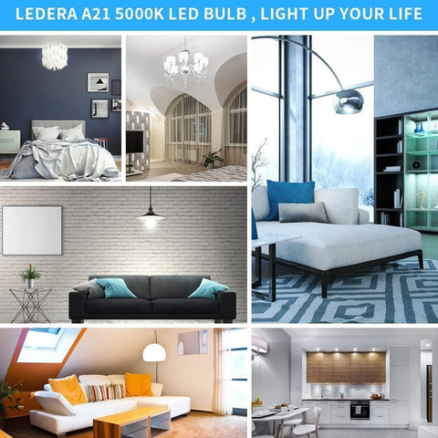 LEDERA A21 E26 base, pack of eight for easy upgrades.