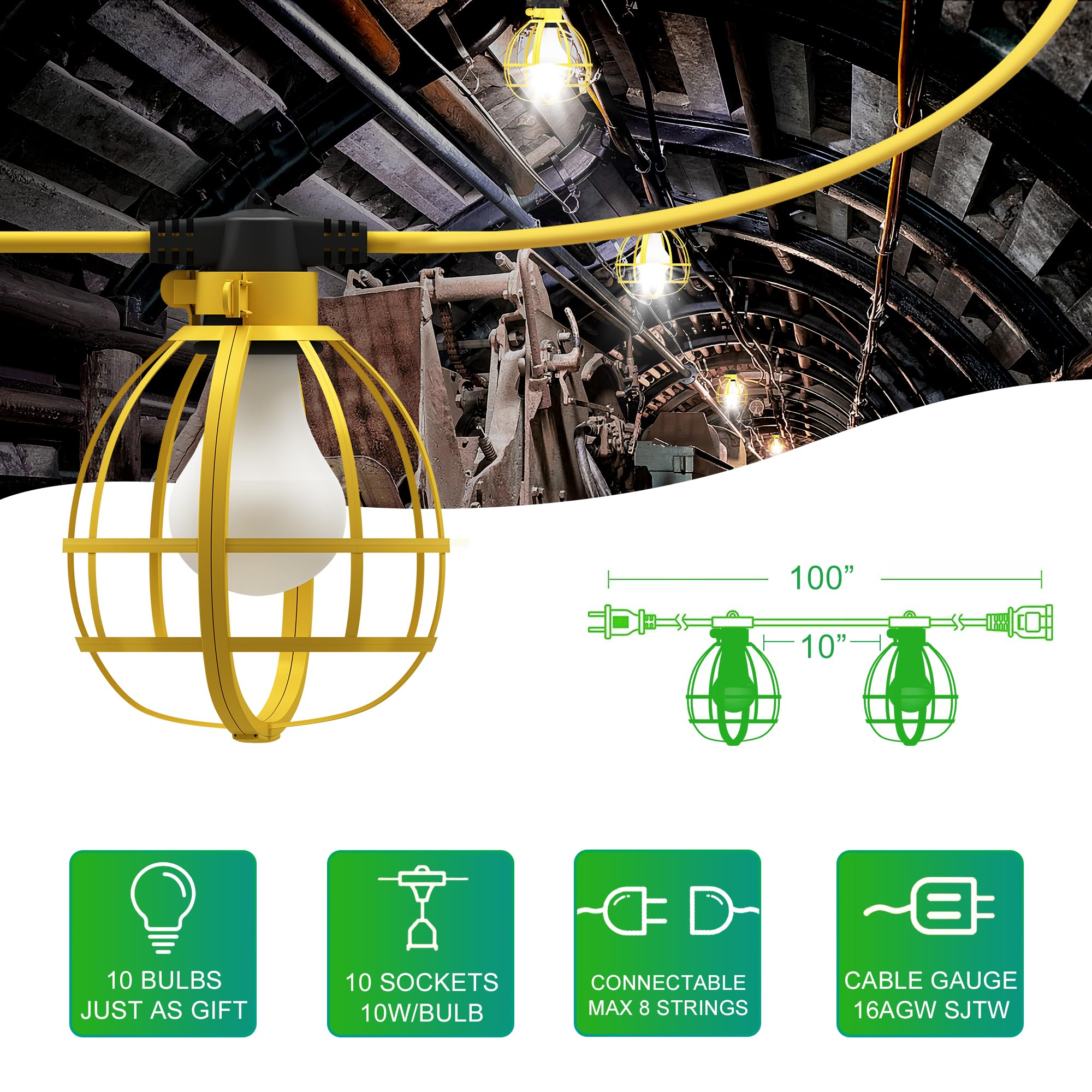 LEDIARY 100ft extension cord with sockets enables quick setup