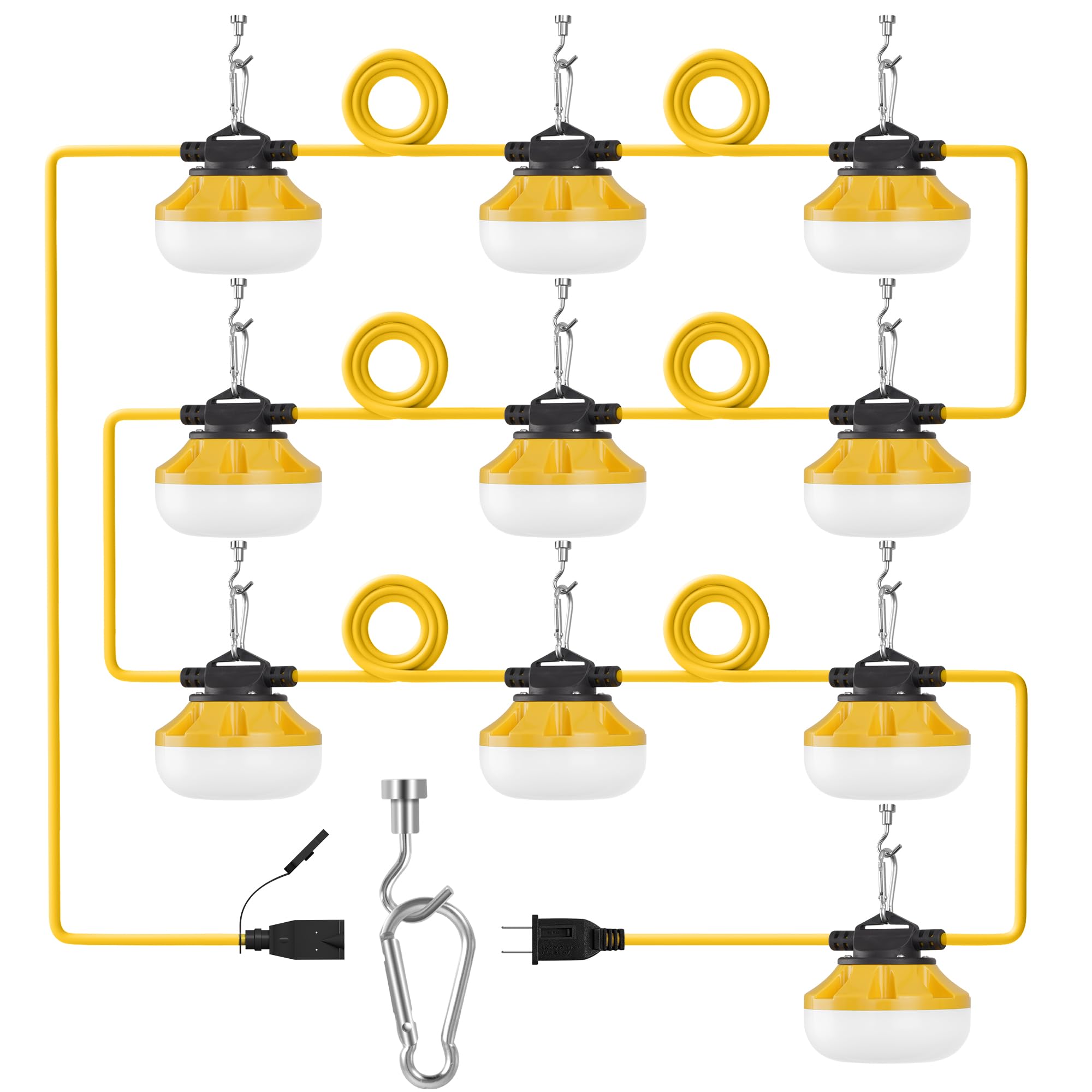 LEDIARY 100ft construction string lights illuminate wide outdoor work areas with even brightness
