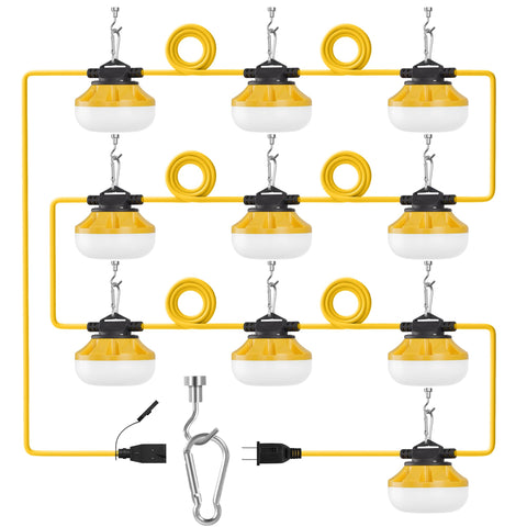 LEDIARY 100ft construction string lights illuminate wide outdoor work areas with even brightness