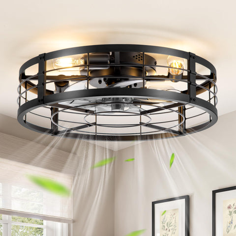 LEDIARY 20-inch caged fan with light for rustic-modern ambience and efficient airflow