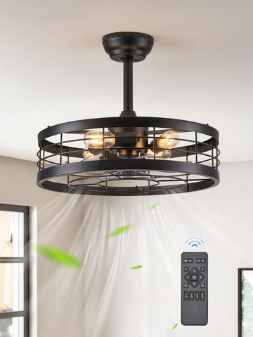 LEDIARY 20-inch fandelier cage fan with light for stylish kitchen illumination.