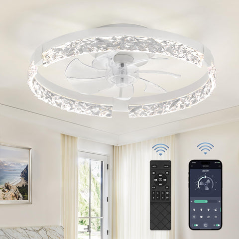 LEDIARY 20-inch low-profile ceiling fan with remote for quiet, comfortable airflow.