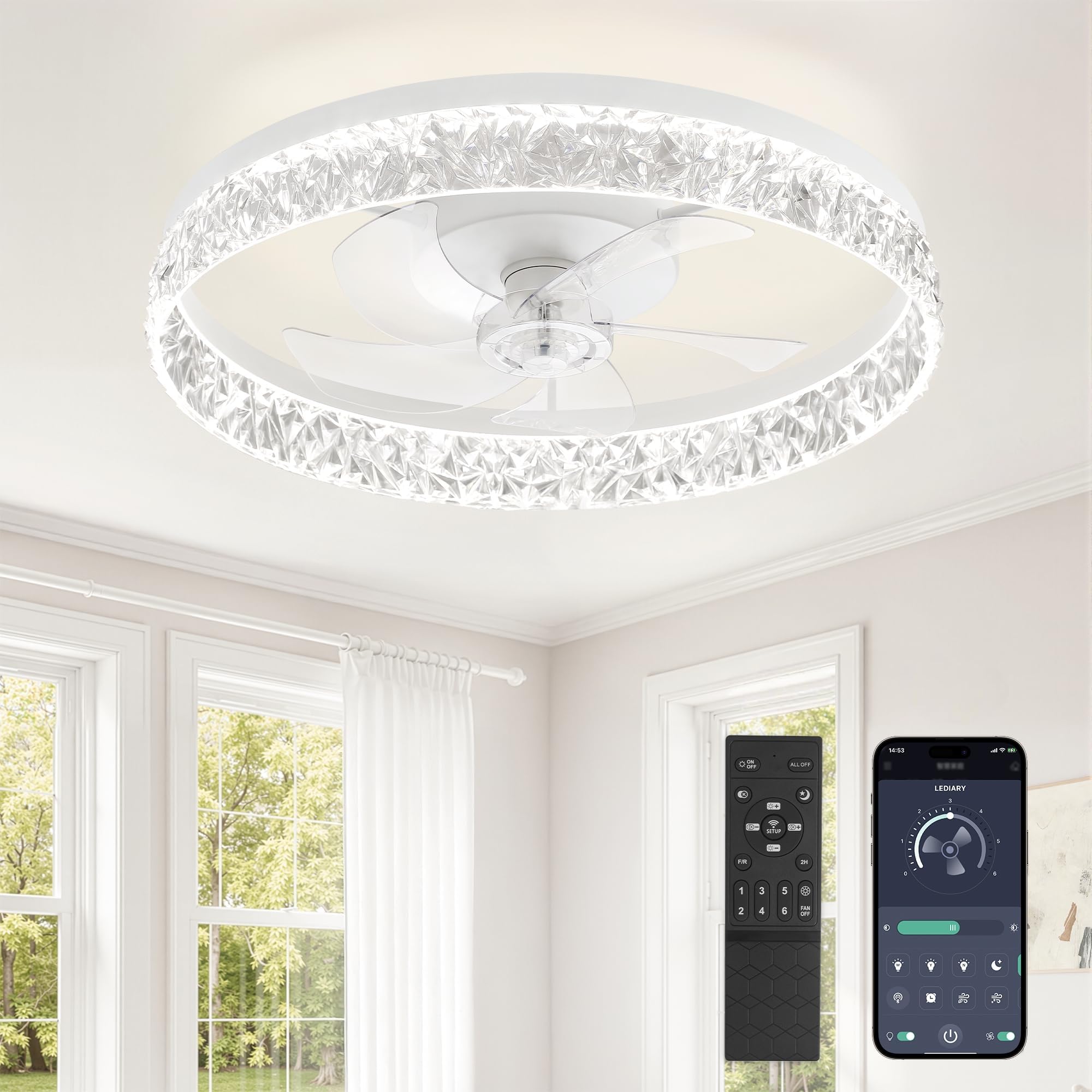 LEDIARY 22-inch fandelier with remote control for effortless comfort and lighting.