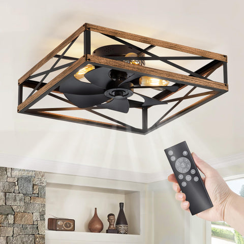 LEDIARY 23-inch caged ceiling fan with lights cools bedrooms and kitchens with rustic style.