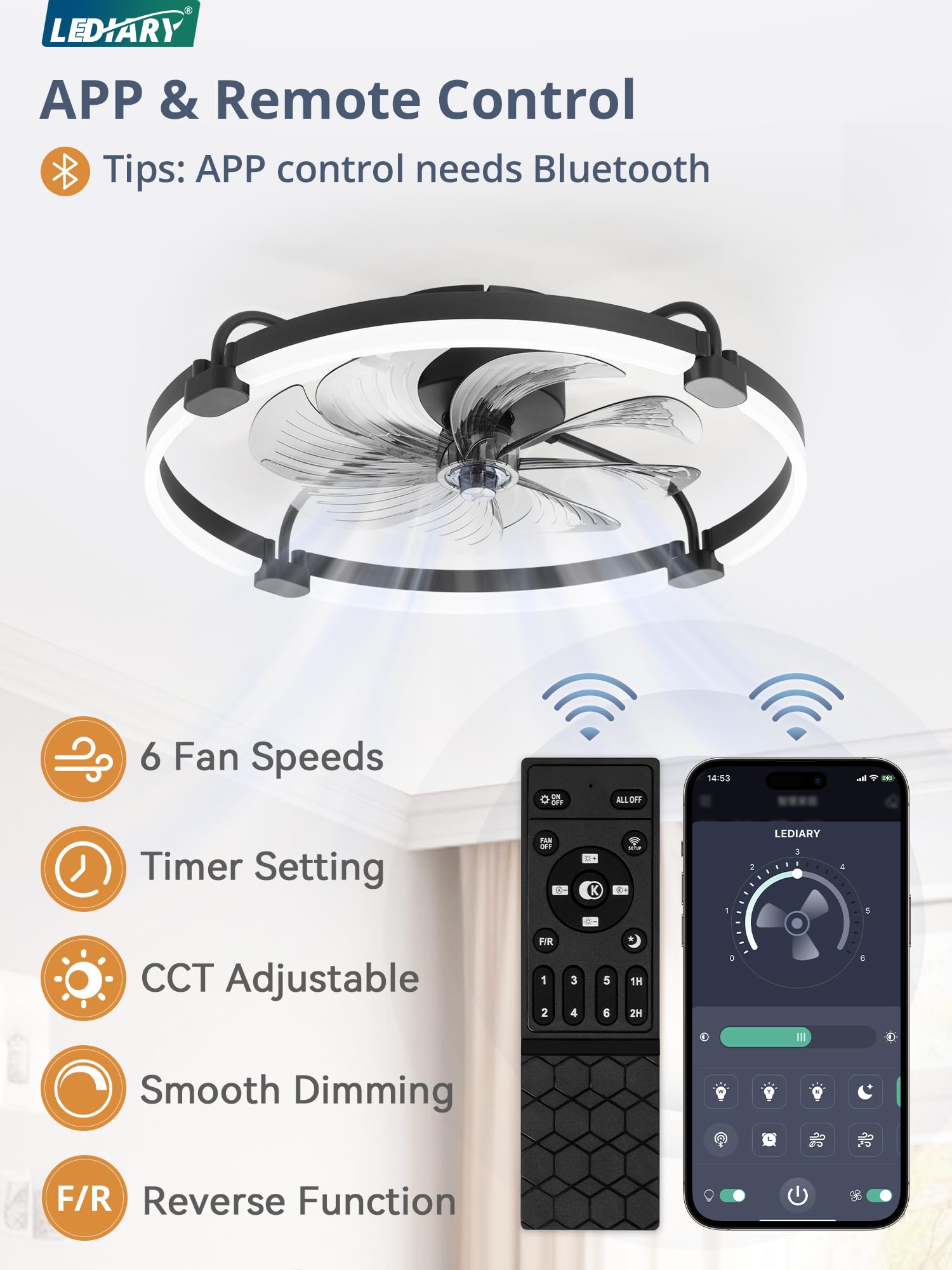 LEDIARY 24 inch low profile fan fits compact spaces with strong airflow
