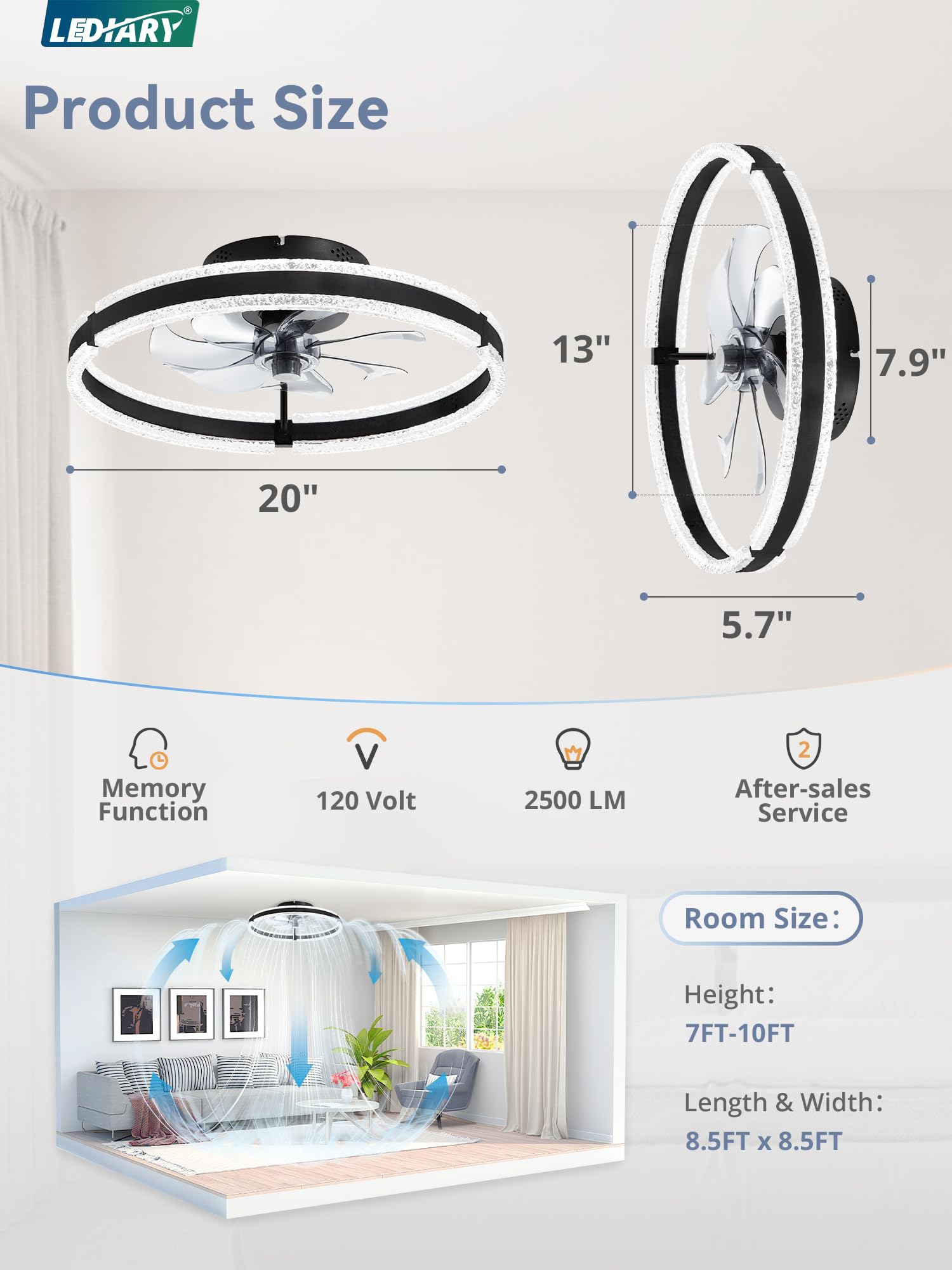 LEDIARY 2-hour timer helps schedule comfortable airflow and lighting.
