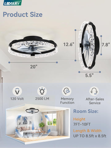 LEDIARY six-speed fan with 2-hour timer for adaptable comfort.