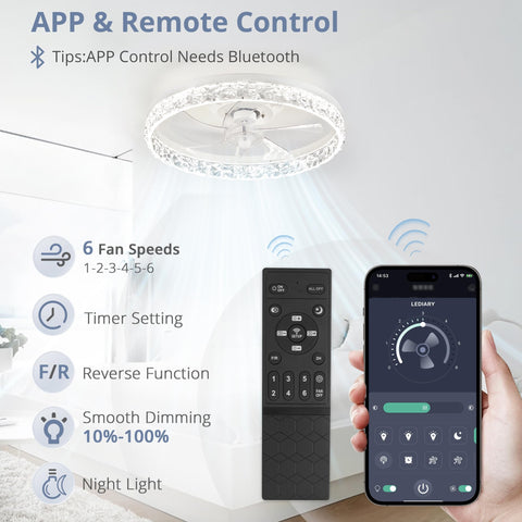 LEDIARY 6-speed reversible motor ceiling fan for seasonal comfort.