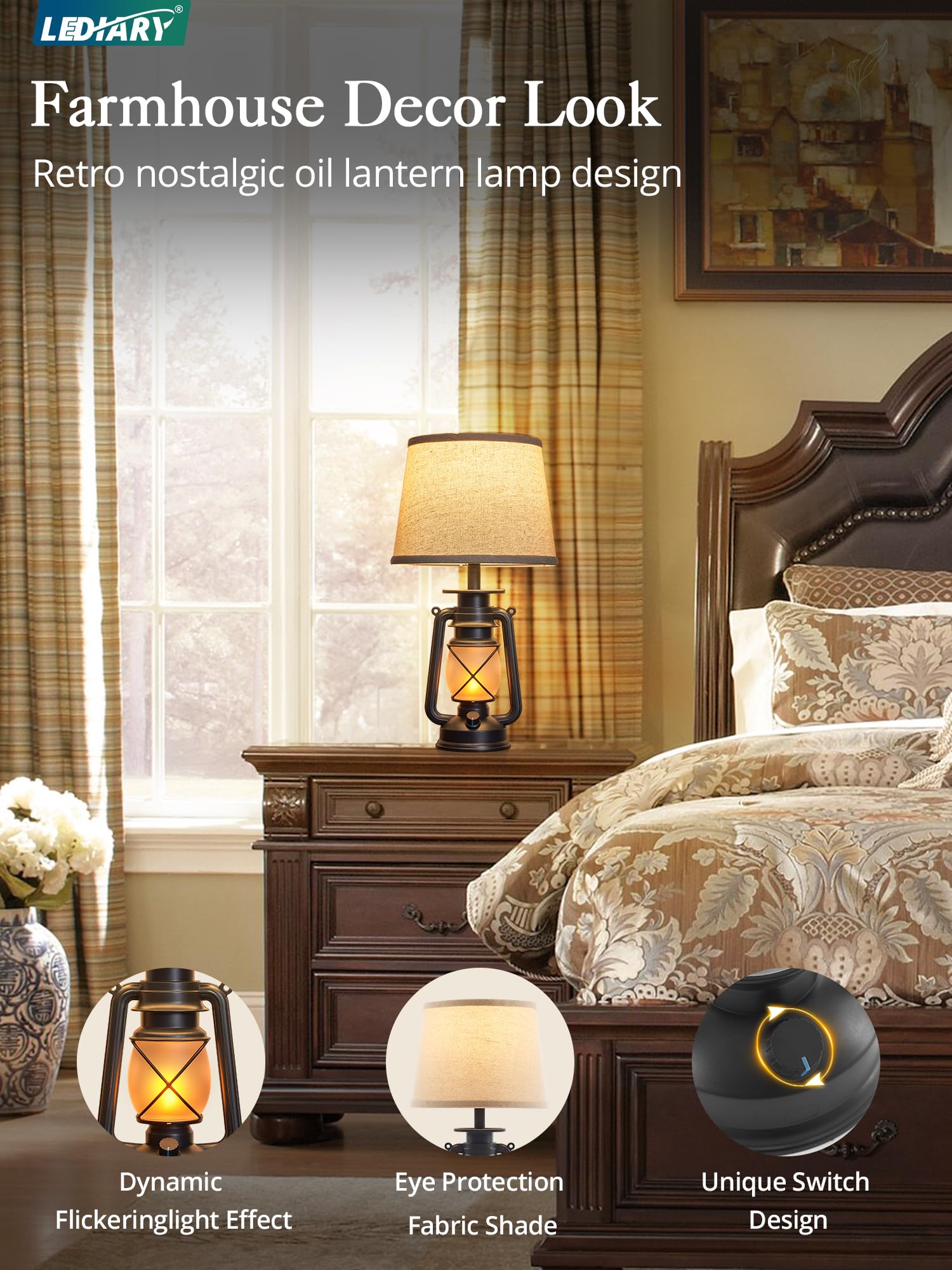 LEDIARY black lantern set of two provides soft bedside lighting.