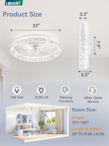 LEDIARY Bluetooth app control enables seamless fan and light management.
