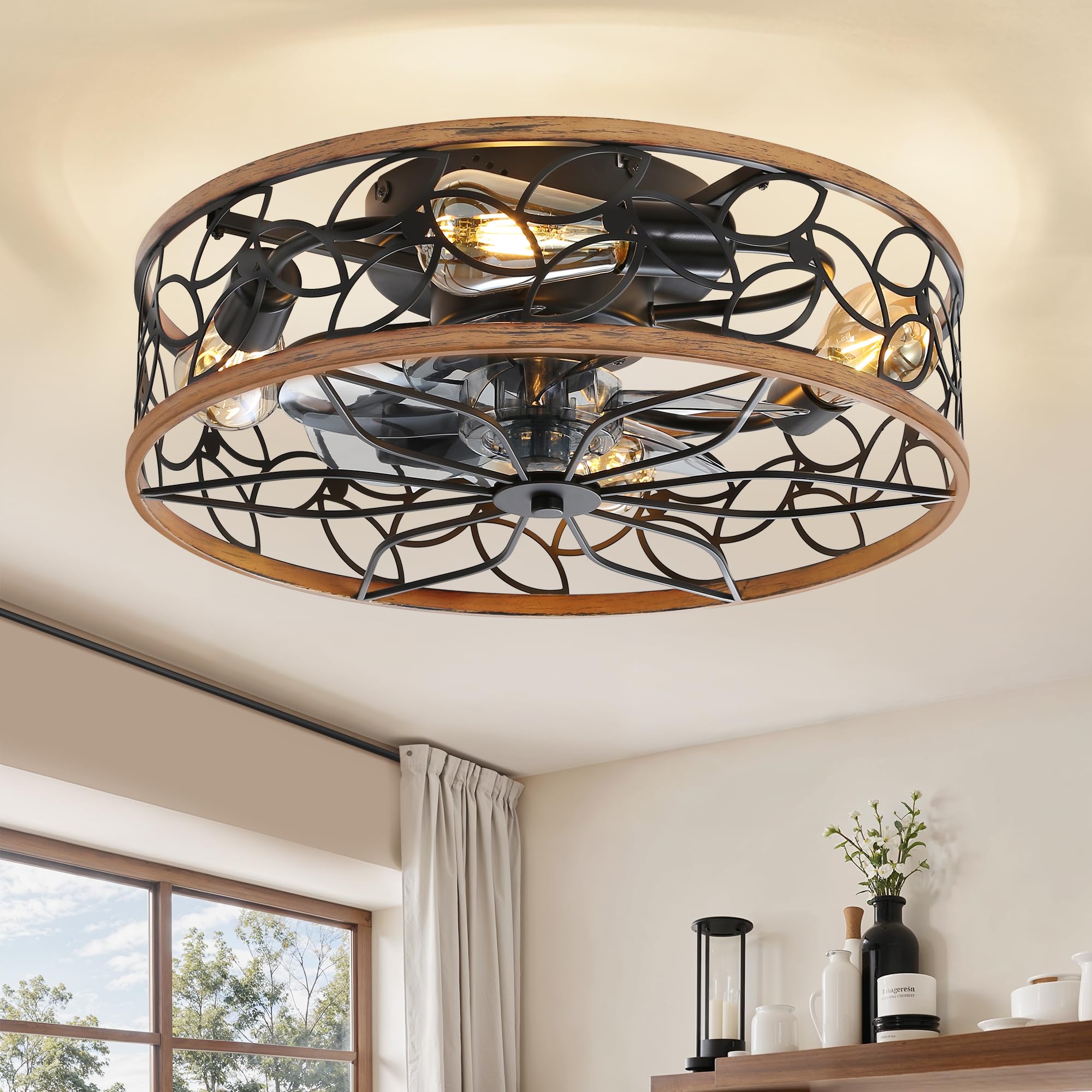 LEDIARY caged ceiling fan with lights for a stylish bedroom