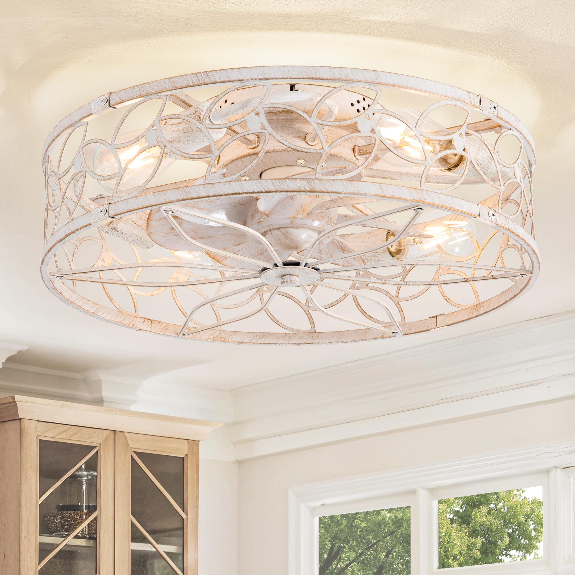 LEDIARY caged-design ceiling fan with lights adds farmhouse charm and stylish airflow.