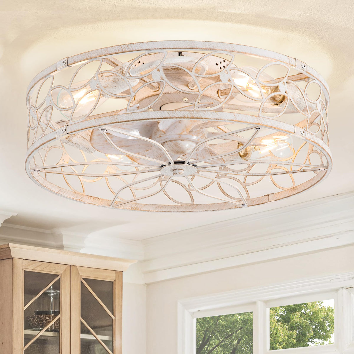 LEDIARY caged-design ceiling fan with lights adds farmhouse charm and stylish airflow.