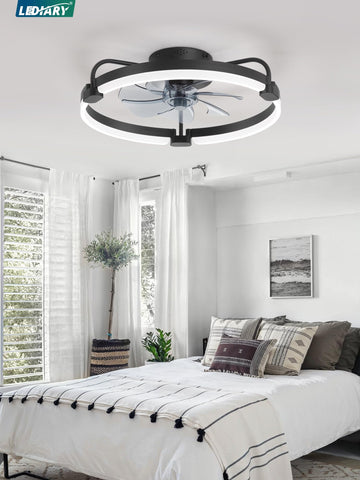 LEDIARY modern black bedroom ceiling fan enhances living space ambience