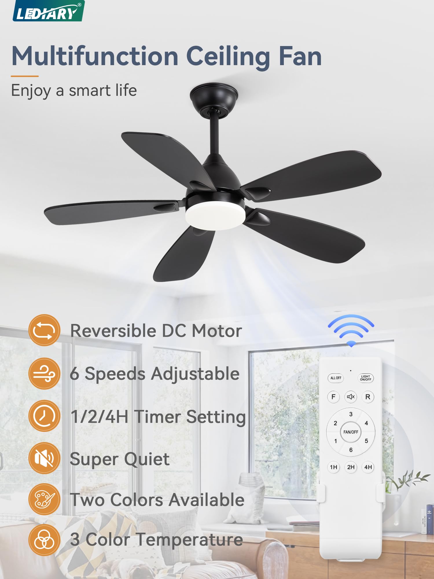 LEDIARY ceiling fan remote control for easy operation