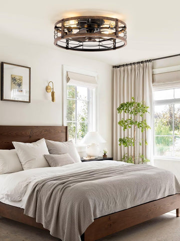 LEDIARY fan designed for covered outdoor spaces with ambient lighting.