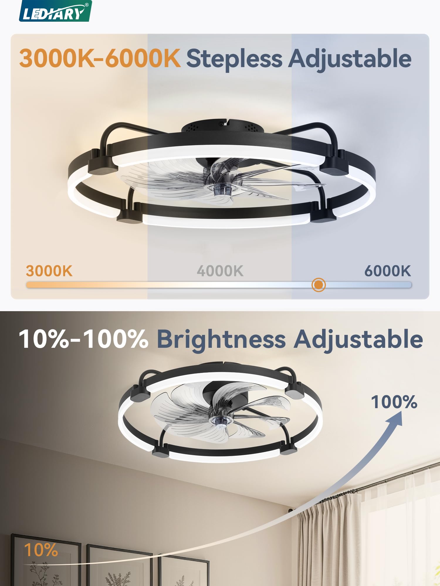 LEDIARY dimmable LED light ranges 3000 to 6000K for versatile illumination