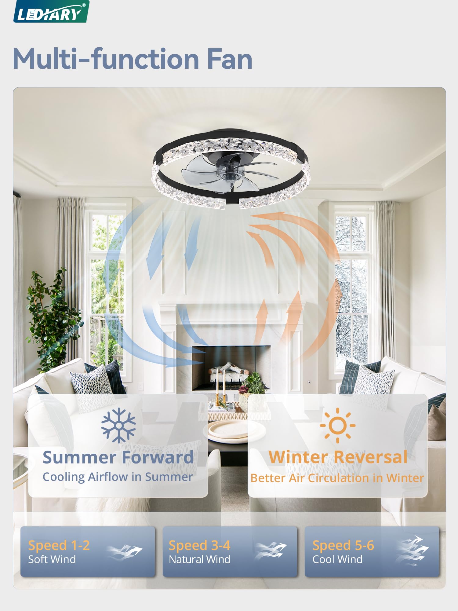 LEDIARY dimmable LED light from 3000K to 6000K for ambience.