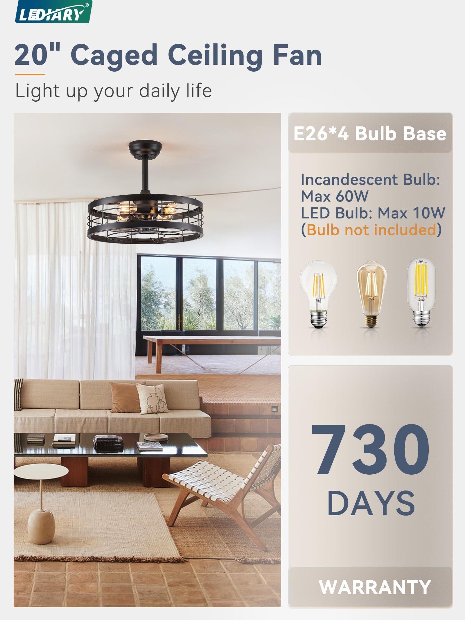 LEDIARY four E26 bases require bulbs not included for lighting customization.