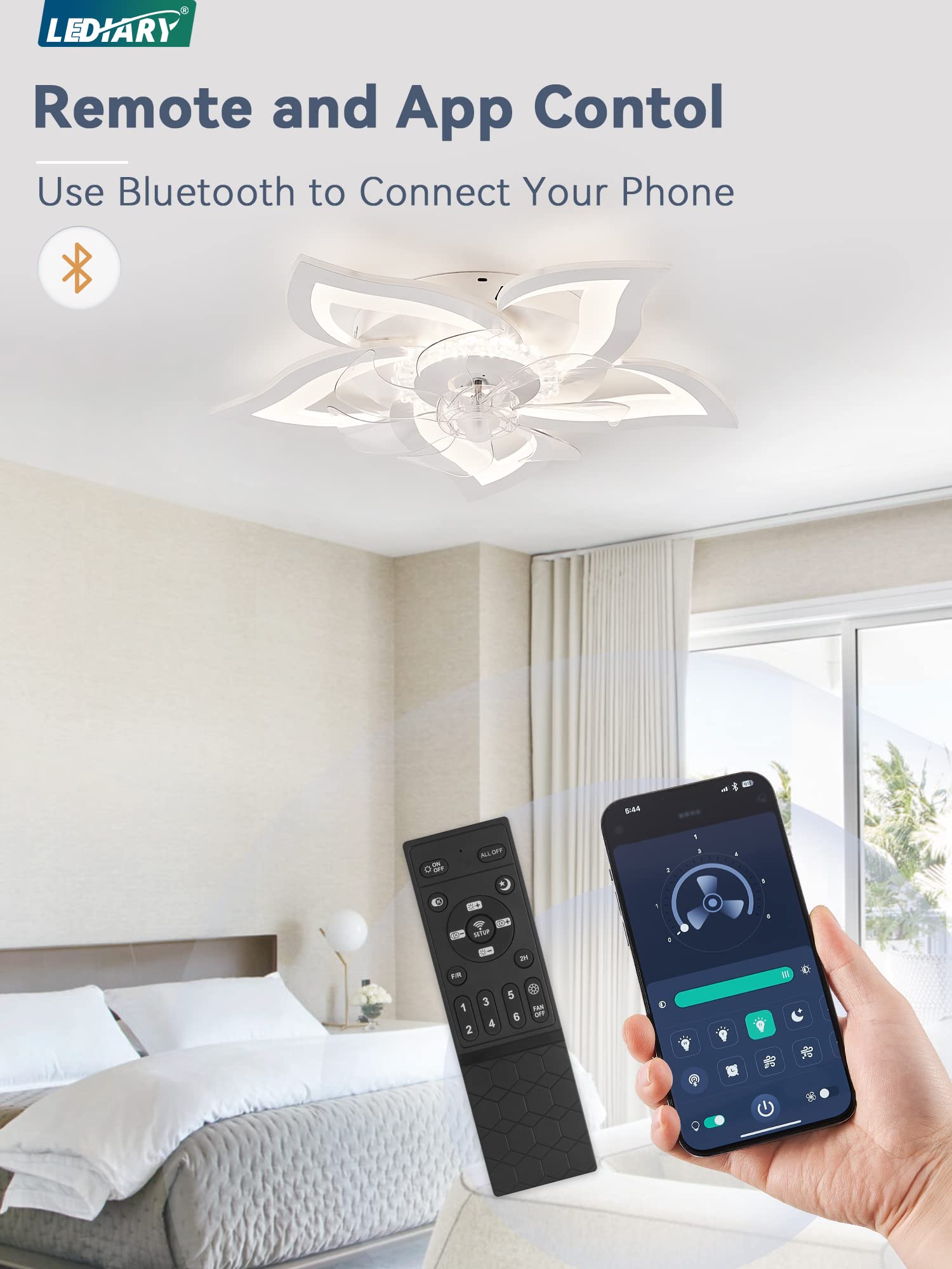 LEDIARY remote and app control for effortless adjustments.