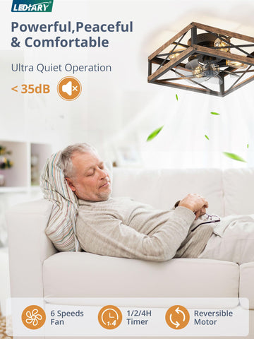 LEDIARY remote-controlled ceiling fan delivers quiet operation for peaceful bedrooms