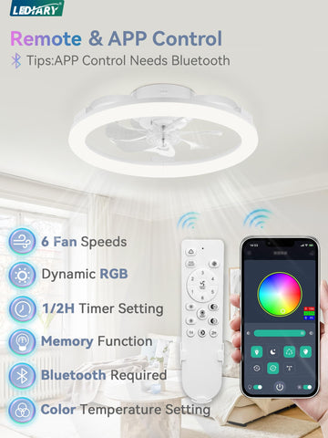 LEDIARY RGB low-profile fan light six speeds for customizable airflow