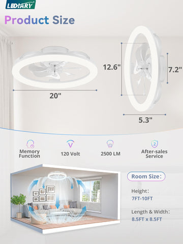 LEDIARY RGB low-profile fan light dimmable white brightness