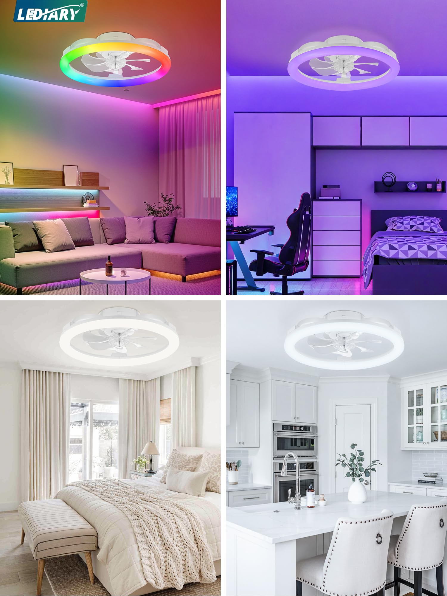 LEDIARY RGB low-profile fan light installation guide view