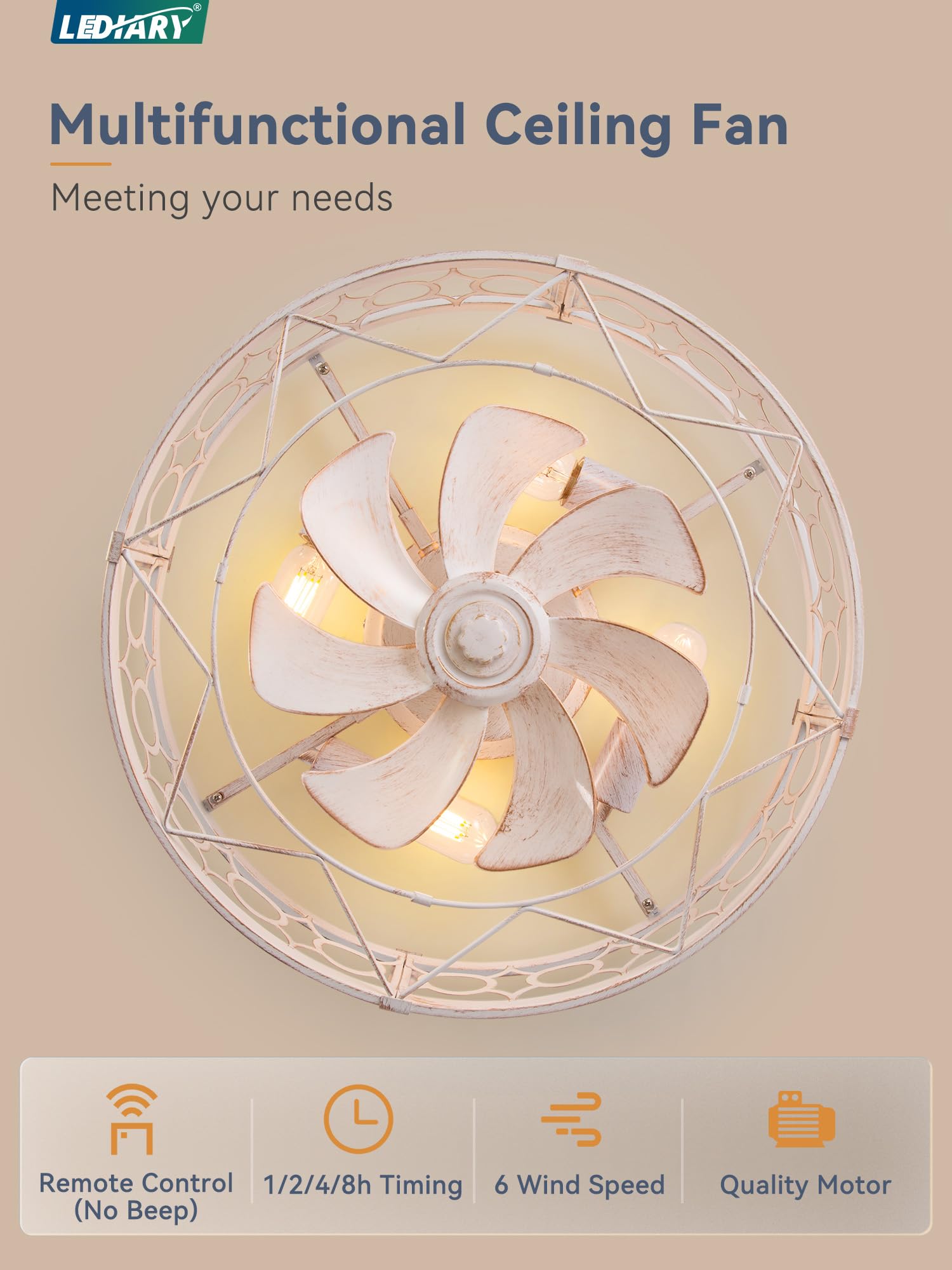 LEDIARY six-speed fan with timer offers customizable airflow