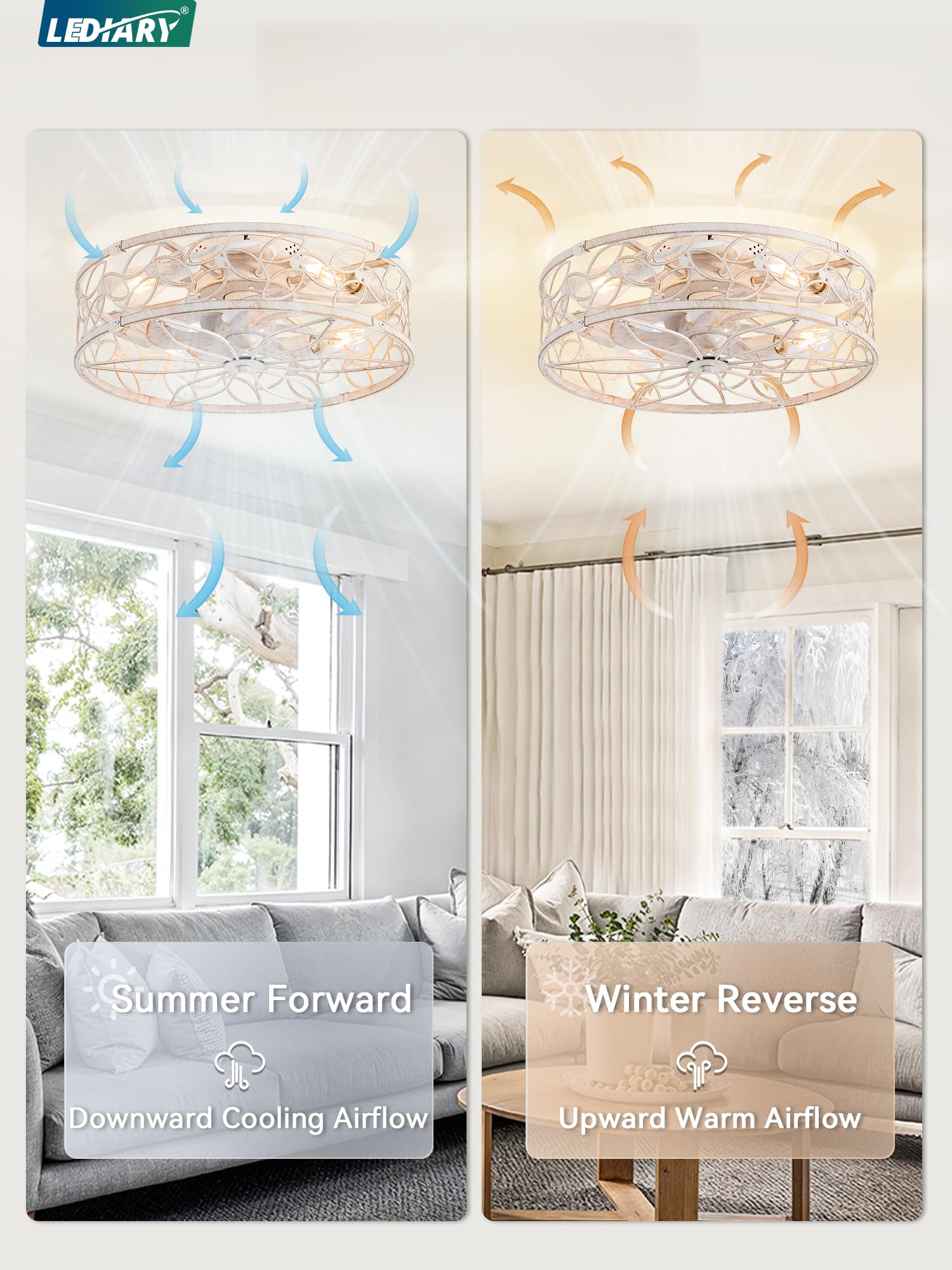 LEDIARY six-speed ceiling fan offers tailored airflow for any room.