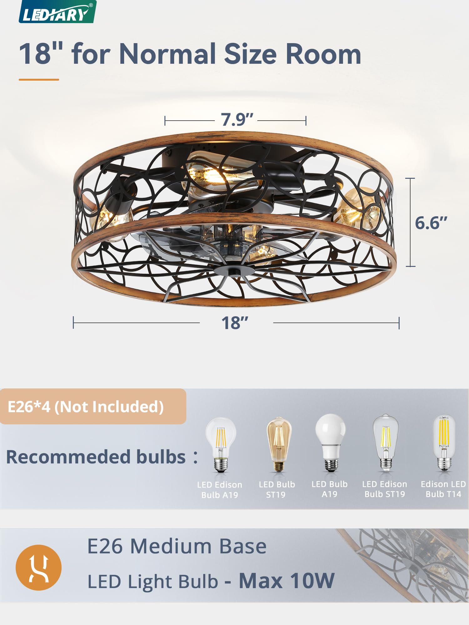 LEDIARY six-speed wind settings for customizable comfort