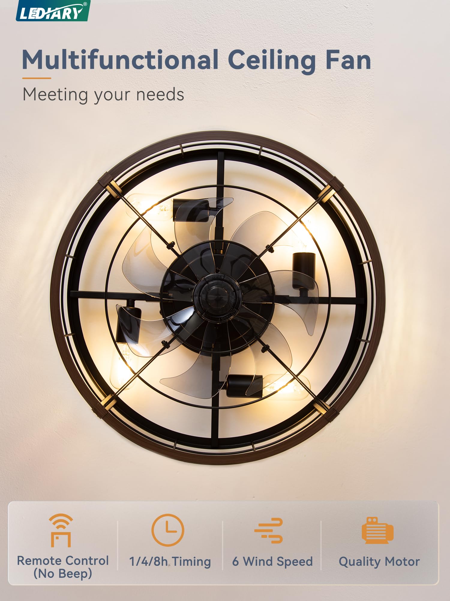 LEDIARY white brushed gold finish blends modern and rustic for dining areas.