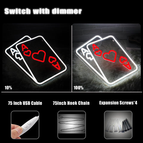 LeDigPig poker sign is USB powered for plug-and-play lighting.