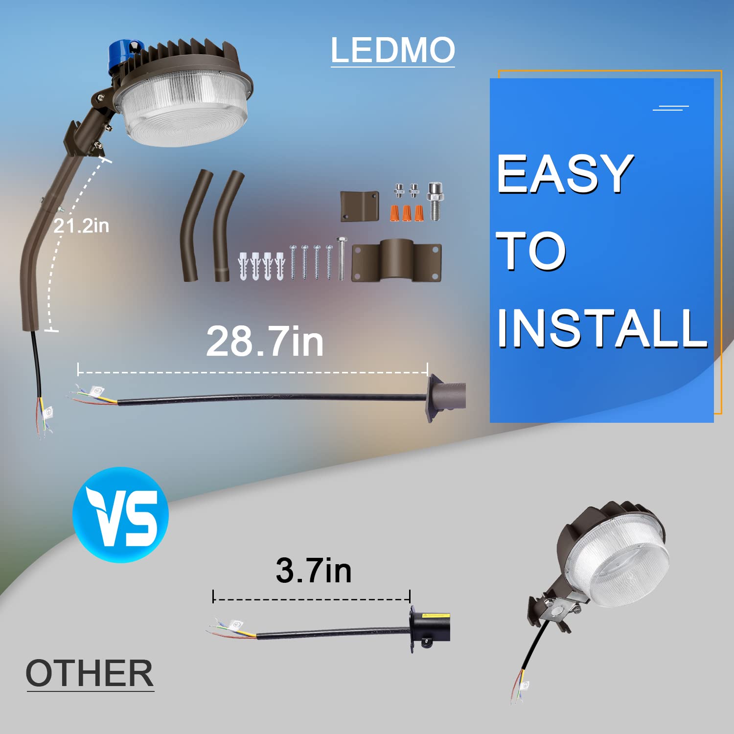 Ledmo 120W barn light side angle demonstrates wide 120° coverage