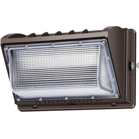 LEDMO 150W wall pack front view showing compact outdoor lighting for buildings.