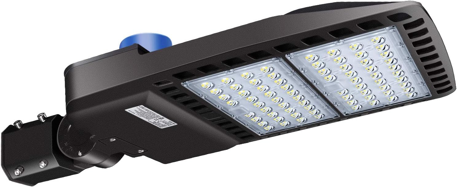 Ledmo LED parking lot light front view enhances nighttime visibility for safety